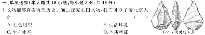 石家庄市2025届普通高中学校毕业年级教学质量摸底检测（11月）历史考卷答案